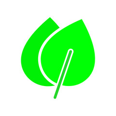 Two leaves line icon. Greenery, ecology, forest, green peace, let's save nature, cleanliness, life. Vector color icon on white background for business and advertising.