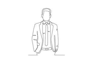 A man wearing a formal costume. Tuxedo one-line drawing