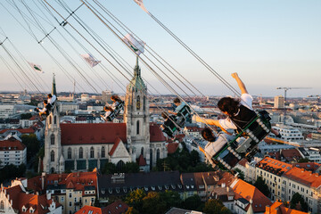 Giant chairoplane swing ride at the Oktoberfest in Munich, Germany 