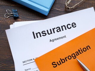 Insurance agreement form and document about subrogation.