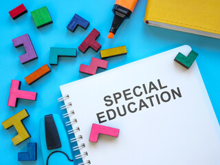 Documents about special education and colorful cubes.