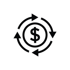 Velocity of money. Dollar currency circulation icon concept isolated on white background. Vector illustration