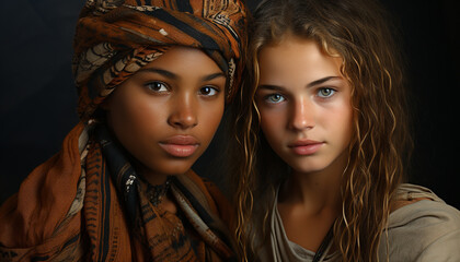 Beautiful women looking at camera, exuding confidence and sensuality generated by AI