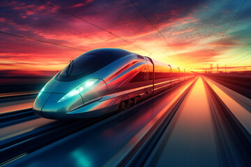 High speed train in motion. High speed transportation concept.