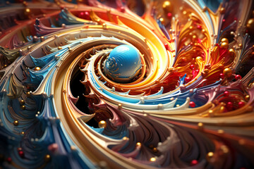 Fantasy abstract composition with swirls and detailed elements