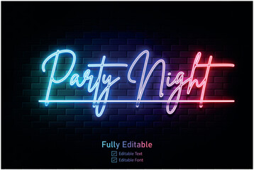 Neon effect for edible text neon style effect logo and night club logo and night party poste Vector neon 