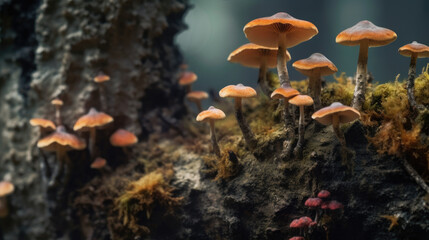 Close-up view of wall fungus - obrazy, fototapety, plakaty