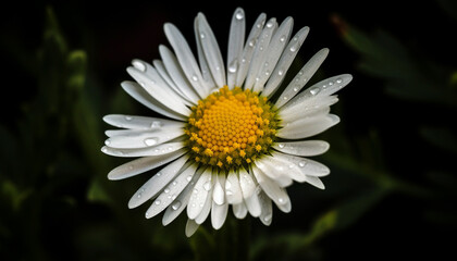 Fototapeta premium Beauty in nature single flower growth, wet with raindrop reflection generated by AI