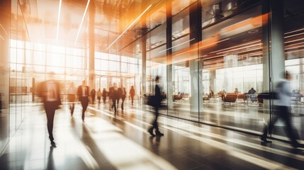 Blurred business space with employees