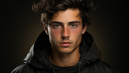 Fototapeta premium Confident young man exudes elegance and masculinity in fashion portrait generated by AI