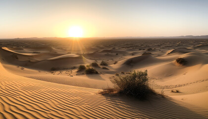 Fototapeta na wymiar Sun kissed sand dunes ripple in arid Africa majestic wilderness generated by AI