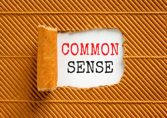Common sense symbol. Concept words Common sense on beautiful white paper. Beautiful brown paper background. Business, motivational common sense concept. Copy space.