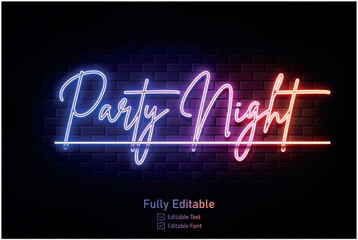 Neon effect for edible text neon style effect logo and night club logo and night party poste Vector neon 