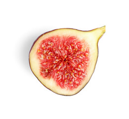 Half of fresh fig isolated on white, top view