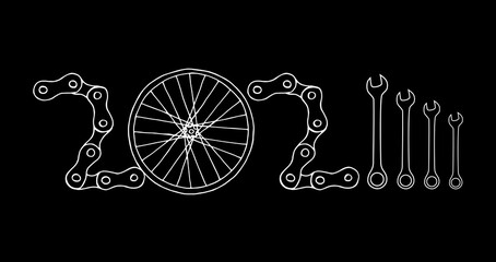 Bicycle New Year 2024 black background
