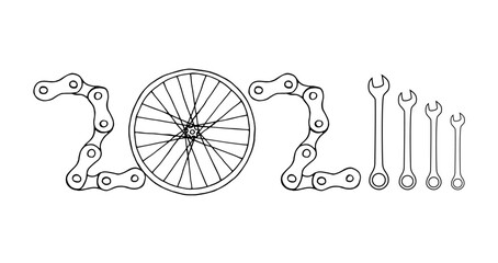 Bicycle New Year 2024 white background	