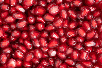 Fresh, juicy, ripe pomegranate arils .