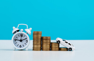 Miniature car with a clock