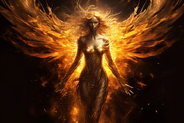 Fantasy Concept Beautiful Golden Phoenix