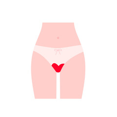 Female hips. Lady in panties silhouette. Menstruation theme. Period. Feminine hygiene. Menstrual protection. Hand drawn vector illustration