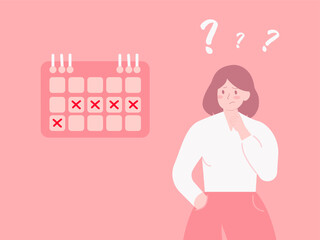 Missed period concept illustration. Woman monthly period.
