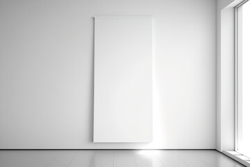 Blank 1x2 banner on a white background. Vertical banner in a barren space. Generative AI