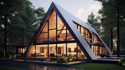 Fototapeta premium Modern mountain house