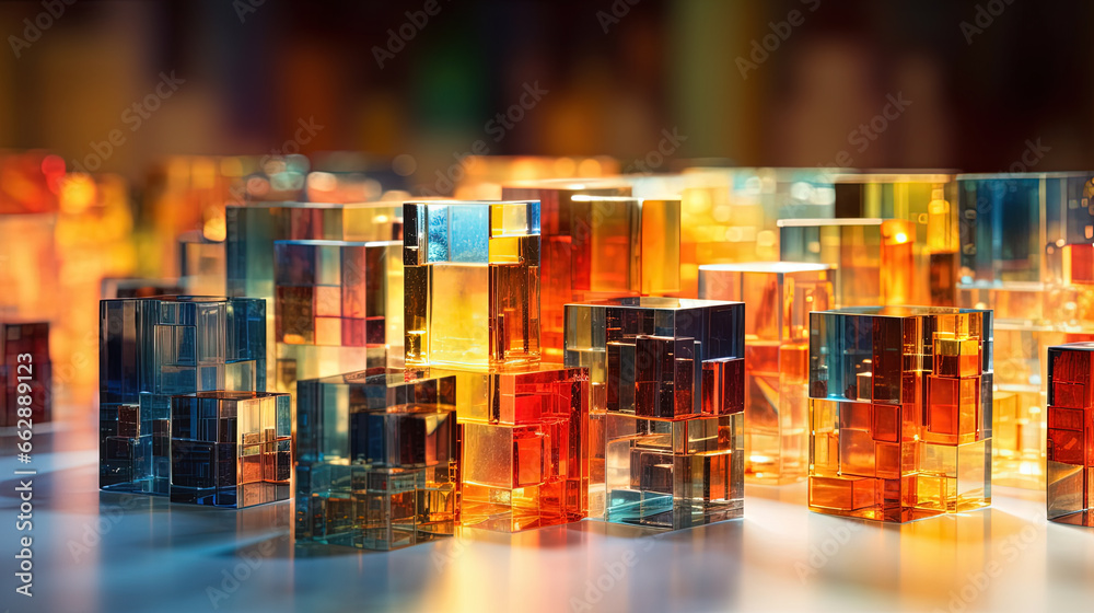Poster Abstract background with structure of cubes. Colorful cubes texture for technology backdrop.
