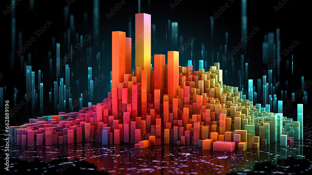 Aufkleber Business data graph concept with market data clusters and particles. Digital sorting and management concept for business and finance.