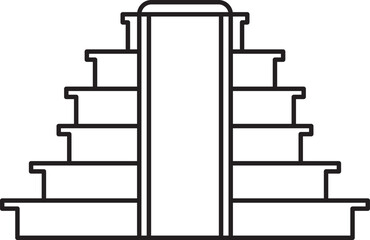 Simple black flat outline drawing of the Mexican historical landmark monument of the SAN JUAN TEOTIHUACÁN, MEXICO CITY