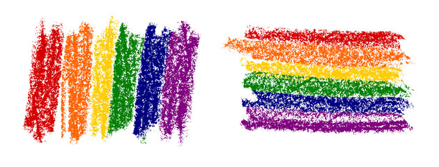 LGBTQ Rainbow Flag Crayon Drawing - obrazy, fototapety, plakaty