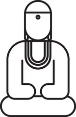 Simple black flat outline drawing of the Japanese historical landmark monument of the GREAT BUDDHA (KOTOKU-IN), KAMAKURA