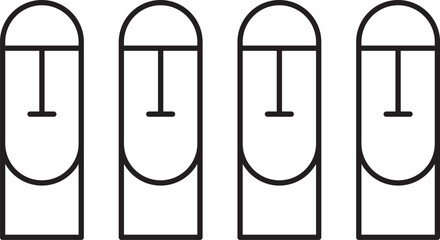 Simple black flat outline drawing of the Chilean historical landmark monument of the MOAI STATUES (RAPA NUI), EASTER ISLAND