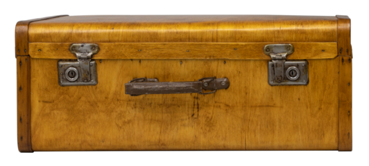 Old plywood chest box isolated on white background