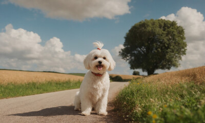 Sweet little maltese pet dog - obrazy, fototapety, plakaty
