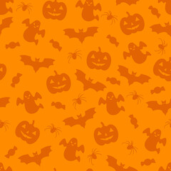 Halloween vector seamless pattern orange