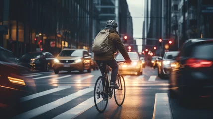 Rolgordijnen person riding a bicycle Generative AI © Dusica