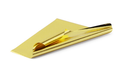 One edible gold leaf sheet isolated on white