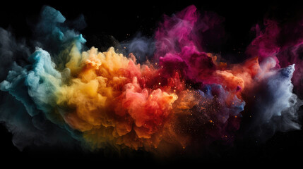 Obraz na płótnie Canvas Explosion of colored powder Generative AI