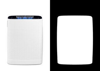 Modern air cleaner back view 3d render on white with alpha