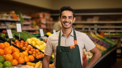 Male supermarket worker