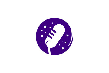 Podcast logo decorated with stars in flat design style