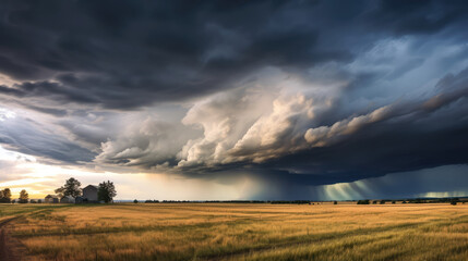 Naklejka na ściany i meble Prairie Storm Clouds ominous weather Saskatchewan Canada rural landscape panorama