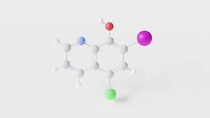 Fotobehang clioquinol molecule 3d, molecular structure, ball and stick model, structural chemical formula iodochlorhydroxyquin © Сергей Шиманович