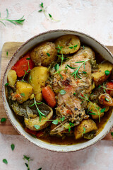 Braised rabbit  with vegetables.top veiw