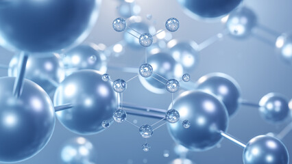 nitrobenzene molecular structure 3d, flat model, nitro solvents, structural chemical formula view from a microscope