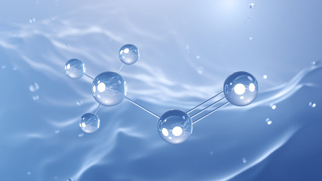 acetonitrile molecular structure, 3d model molecule, organic nitrile, structural chemical formula view from a microscope