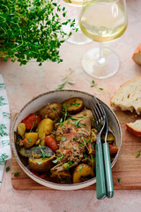 Braised rabbit  with vegetables.top veiw