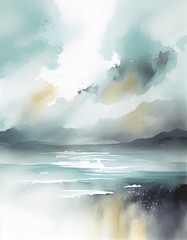 watercolor exhalation ocean landscape