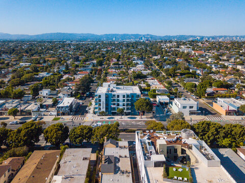 aerial views taken with a drone of the Culver City area in Los Angeles, California.